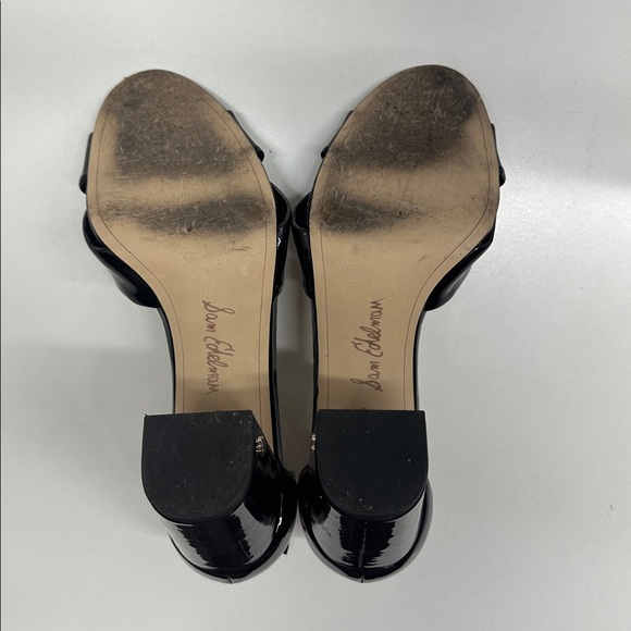 Sam Edelman Odina Chunky Block Heel Open Toe Shoes Patent Leather Black Size 9.5 - Picture 9 of 11